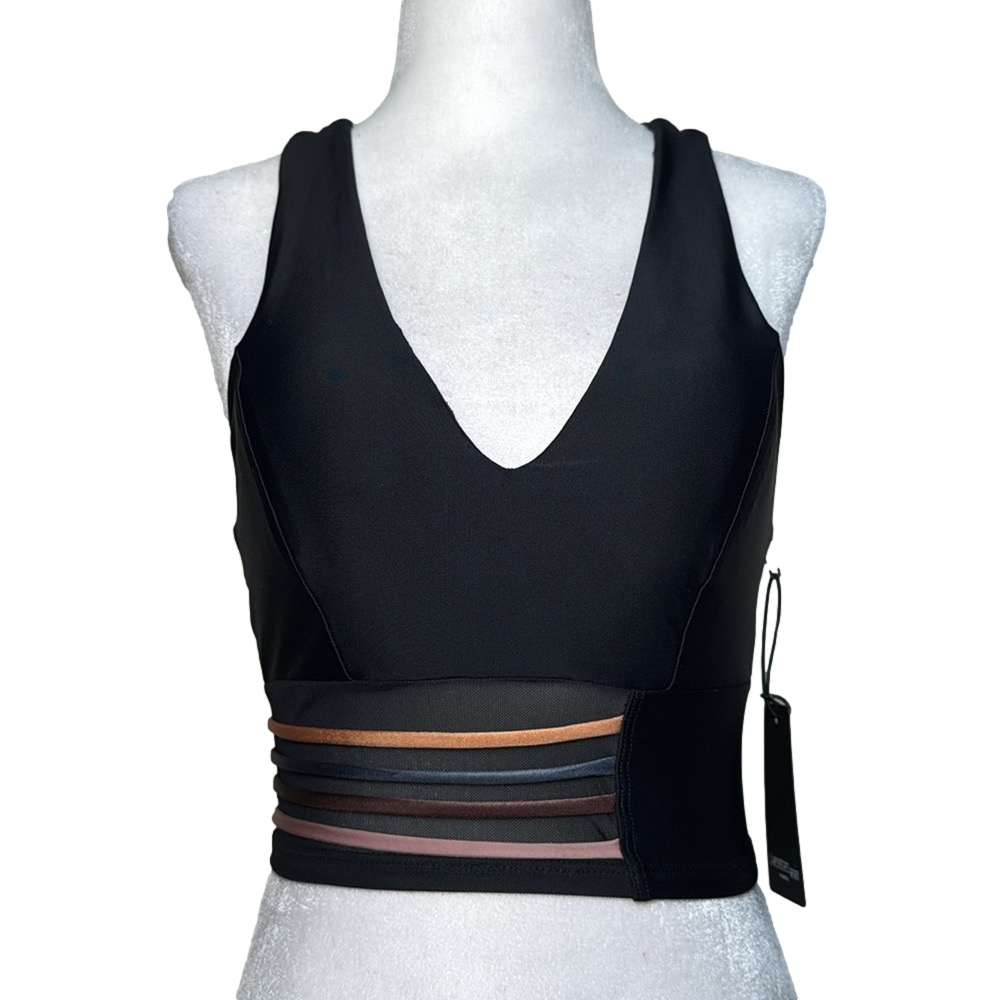LANSTON SPORT Women’s Black Racerback Mesh Panel Sports Bra